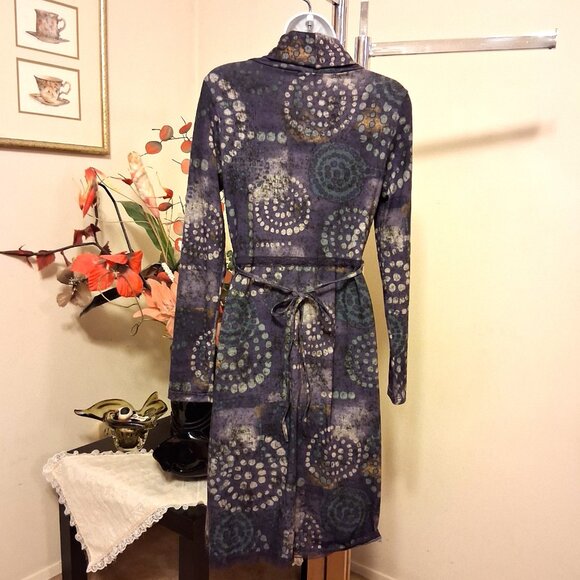 NWT I.AM.GIA Women’s Elegant Purple Printed Long Sleeve Midi Dress Size 38 - Picture 3 of 11